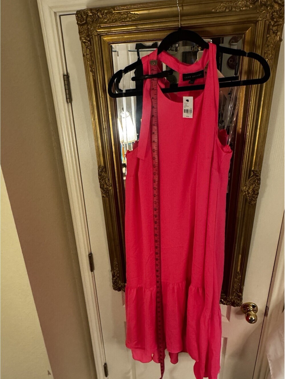 Lane Bryant Pink Halter Top Tied Neck Ruffle Sleeveless Summer Dress Party Cute